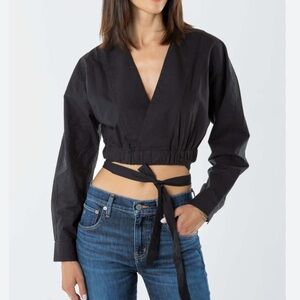 Sir. The Label Black linen Crop Wrap Top Sz 1 or Sm #1